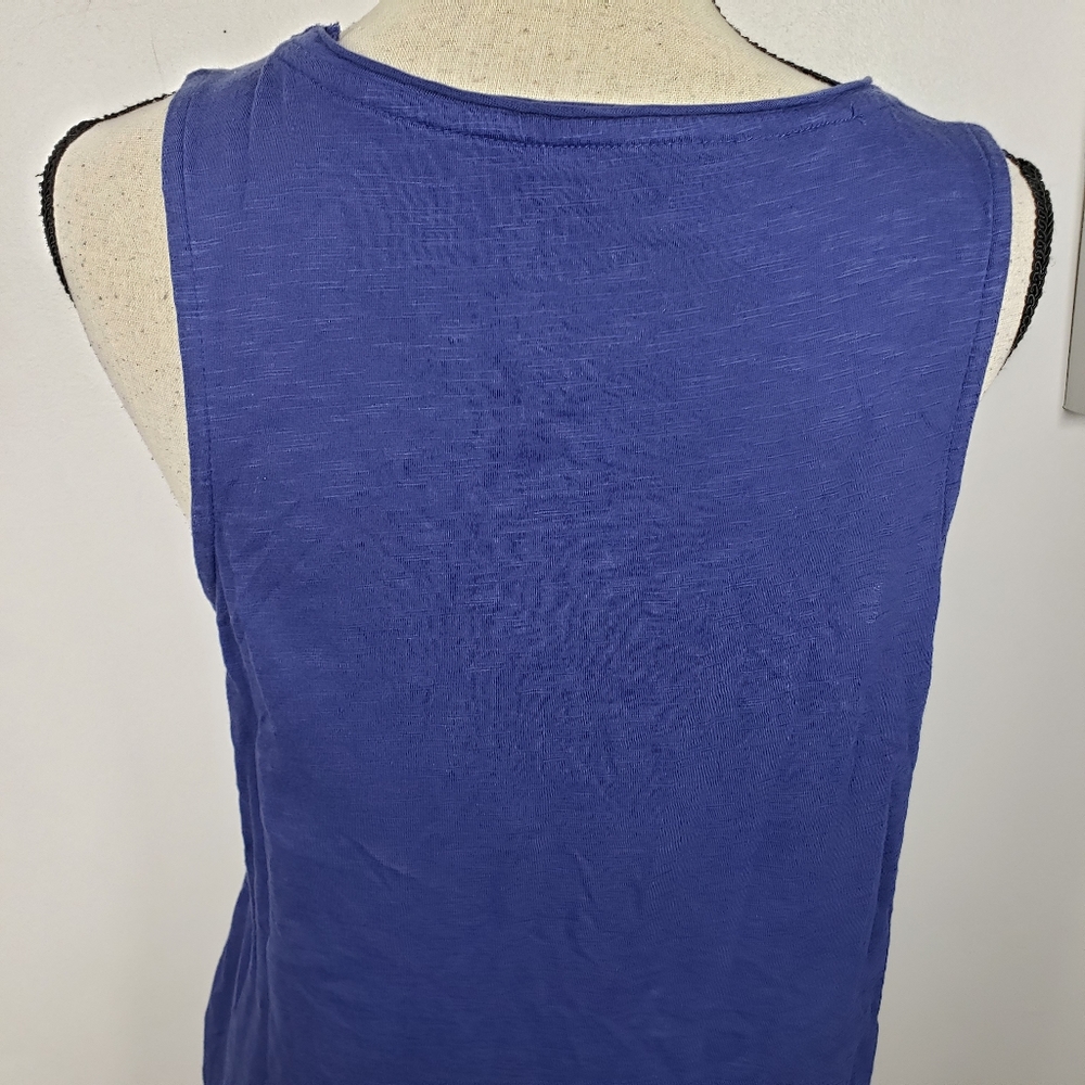 Lucky Brand Blue White Red American US Flag Scoop Neck Cotton Tank Top L - Picture 7 of 9